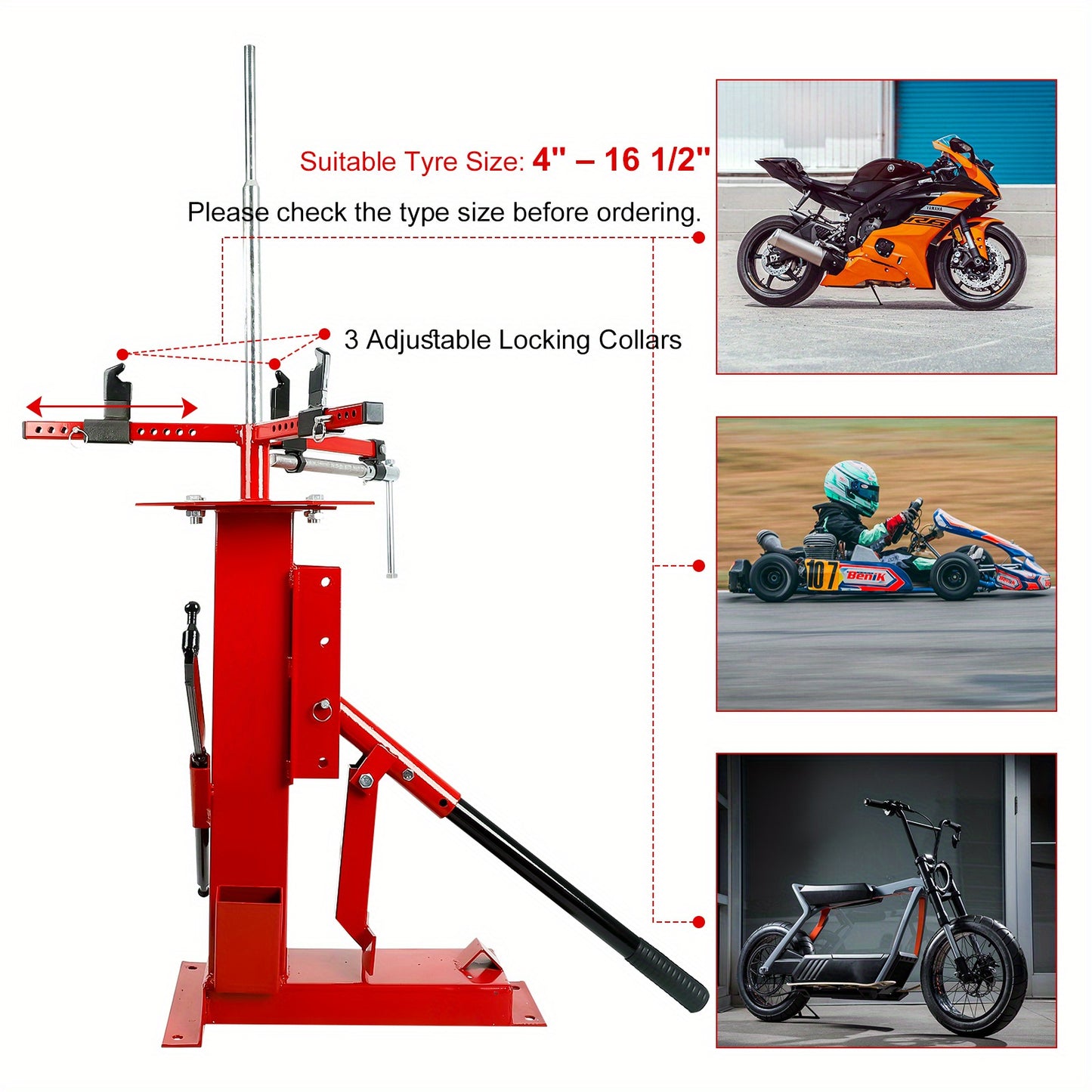 Multi-function manual manual car tire stand boot Portable tire removal machine for motorcycle Gocart trailer Bicycle ATV truck 4 "-16.5"